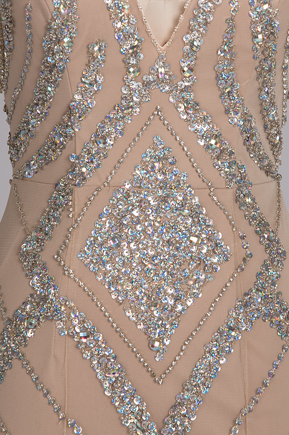 Long Mermaid V-neck Floor Length Sleeveless Sequins Prom Dresses
