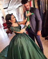 Elegant Long Ball Gown Sweetheart Satin Lace Prom dresses with Sleeves