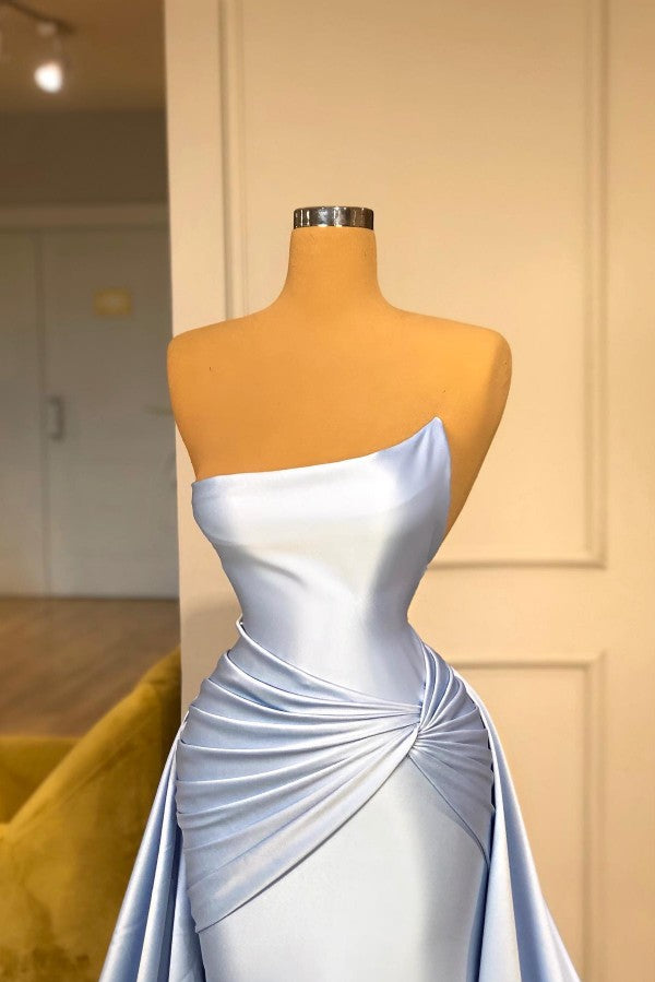 Elegant Long Mermaid Strapless Satin Formal Prom Dress