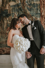 Vintage Long Mermaid Sweetheart Tulle Wedding Dresses with Lace