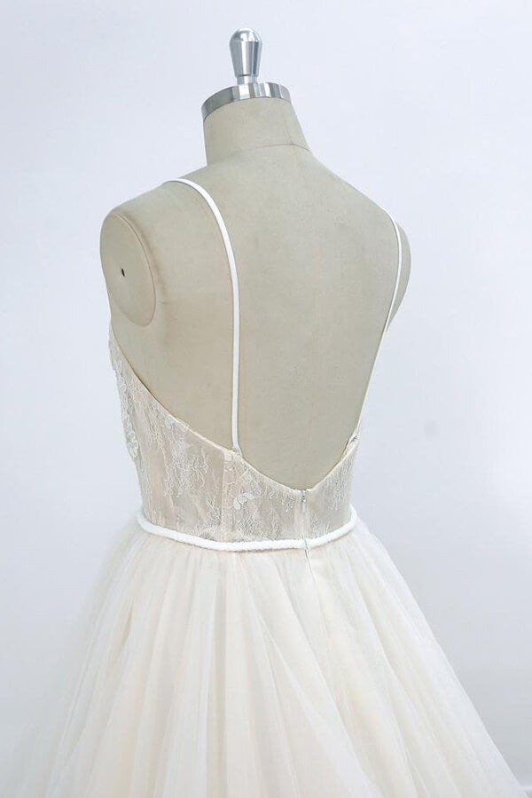 Long Sweetheart Appliques Lace Tulle A-line Wedding Dress