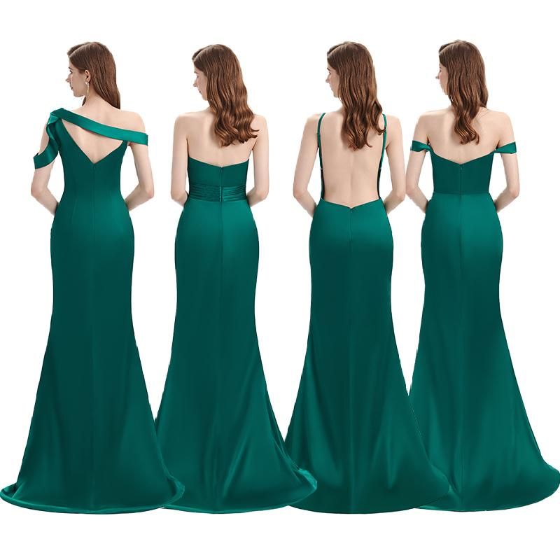 Dark Green Long Mermaid Side Split Bridesmaid Dresses Mixed Styles