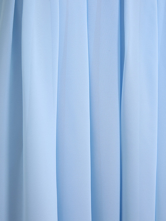 Sky Blue Long A-line Jewel Neck Knee Length Chiffon Junior Bridesmaid Dress