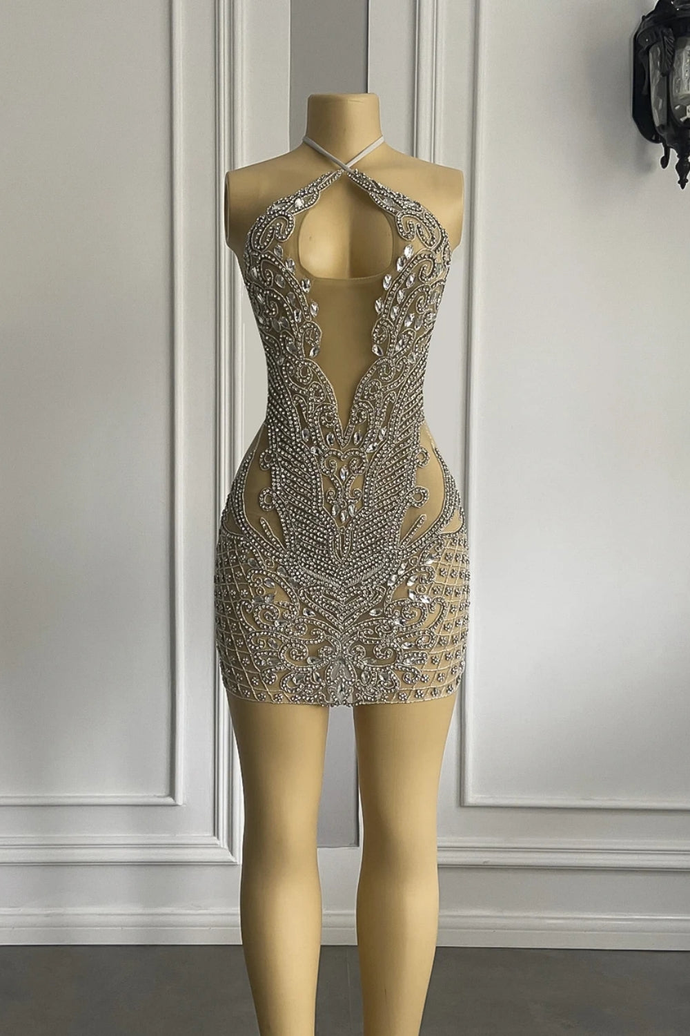 Sexy Short Halter See Through Tulle Party Dresses
