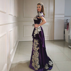 Long High Neck Appliques Lace Backless Floor Length Velvet Mermaid Formal Dress