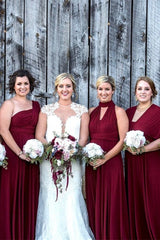Convertible Long A-line Burgundy Bridesmaid Dresses Multiway Infinity Dress