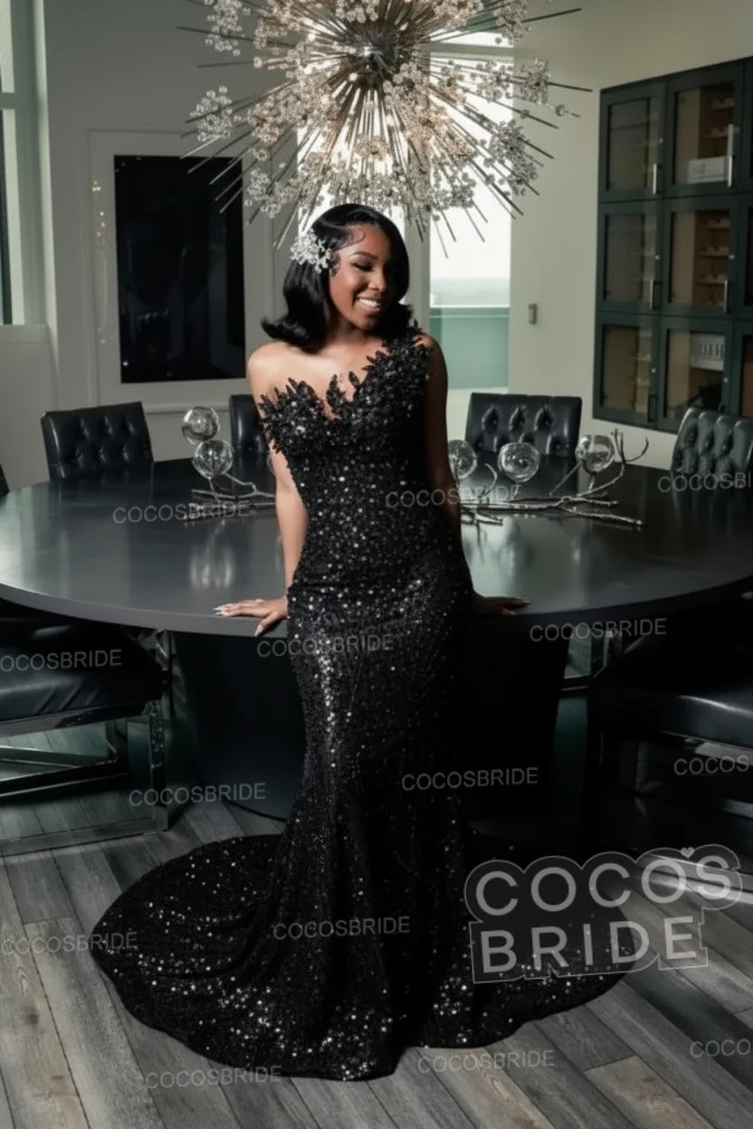 Strapless Sleeveless Mermaid Prom Dress with Beaded