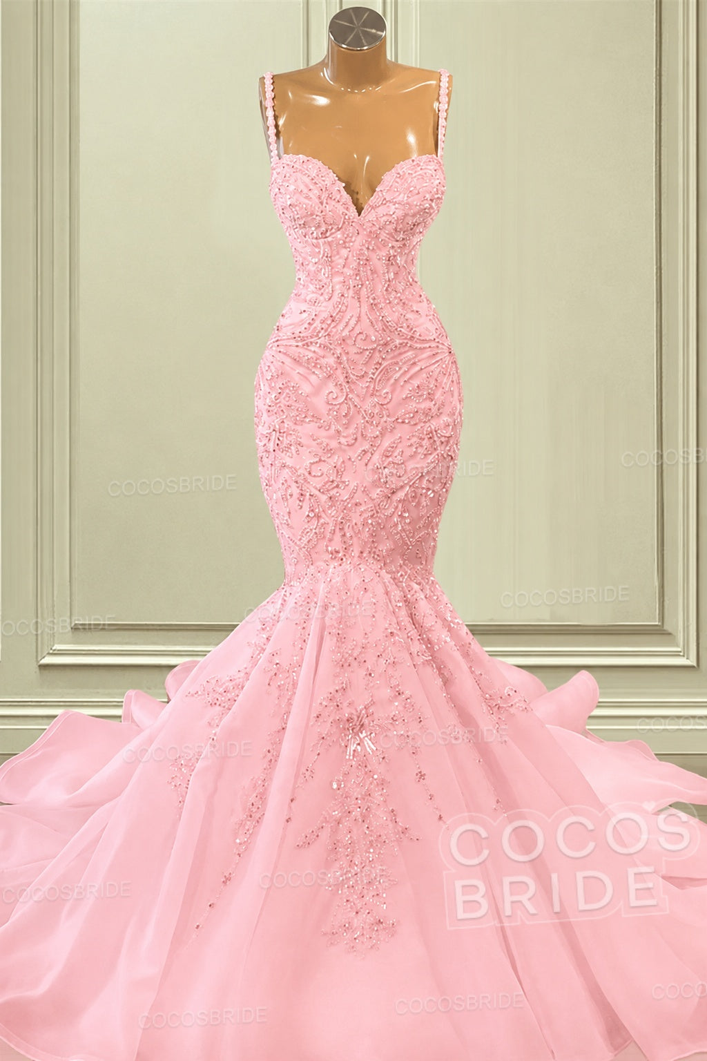 Gorgeous Long Mermaid Sweetheart Spaghetti Straps Beading Wedding Dresses