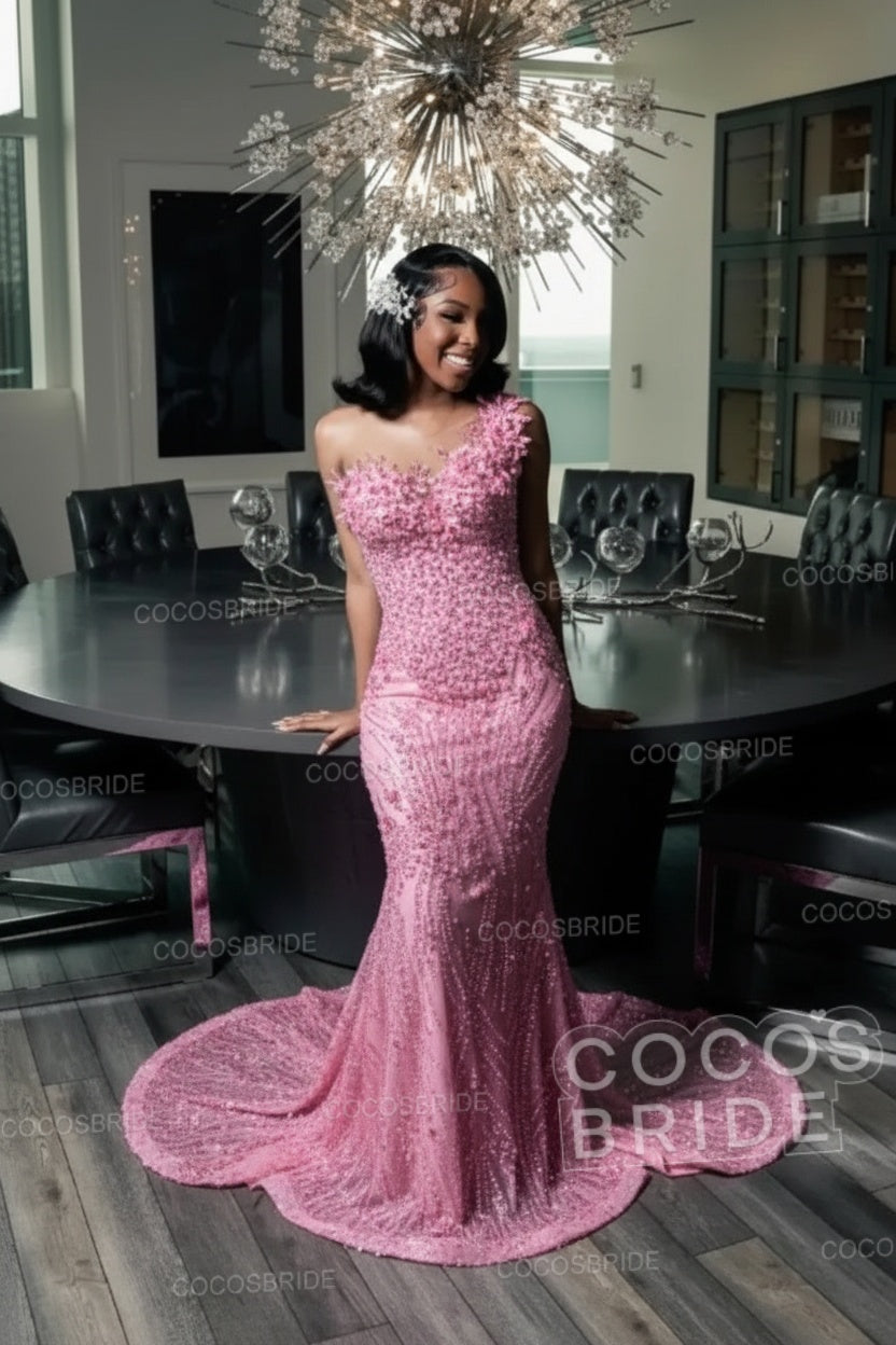 Strapless Sleeveless Mermaid Prom Dress with Beaded
