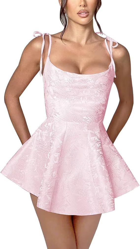 A-line Short Spaghetti Straps Satin Sleeveless Homecoming Dress