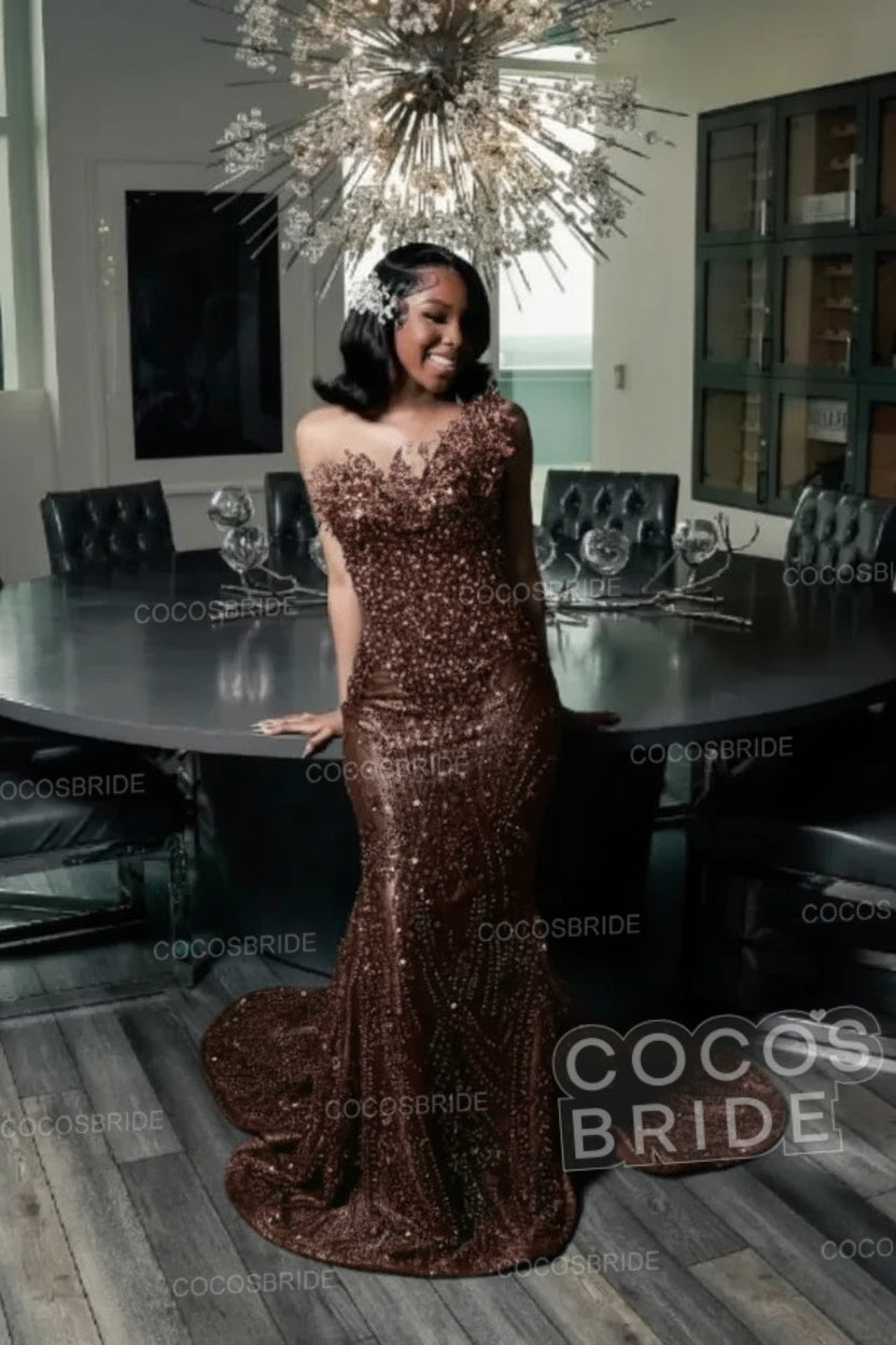 Strapless Sleeveless Mermaid Prom Dress with Beaded