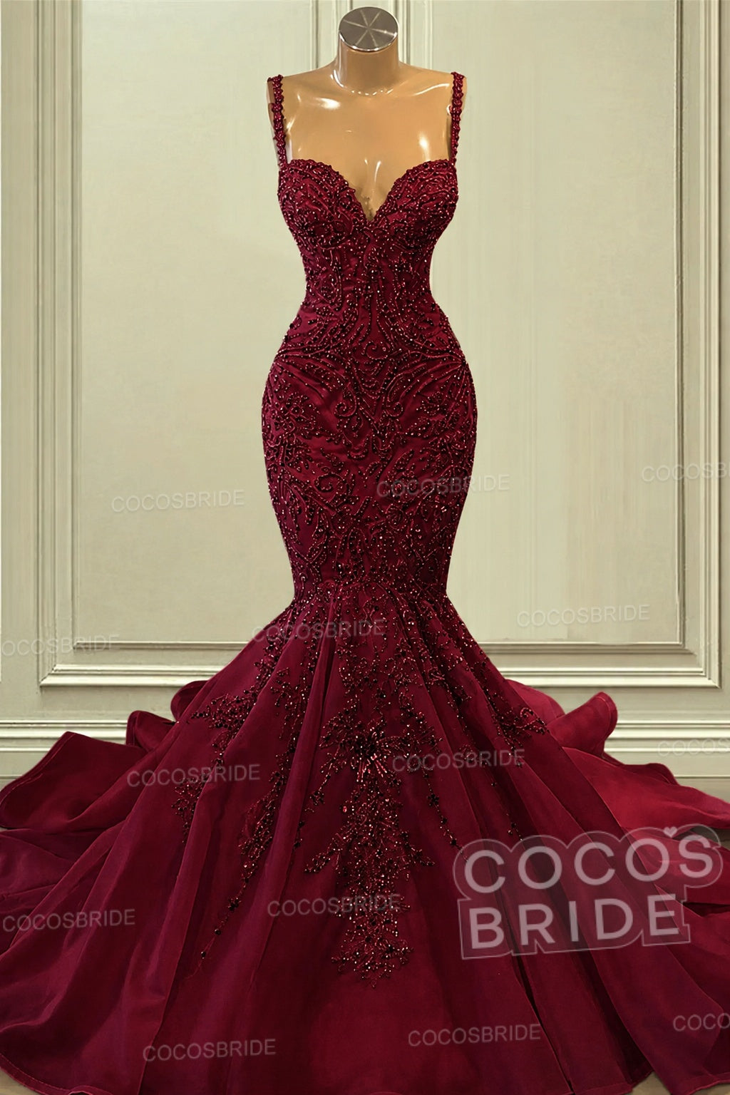 Gorgeous Long Mermaid Sweetheart Spaghetti Straps Beading Wedding Dresses