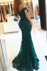 Burgundy Long Mermaid Off the Shoulder Tulle Beaded Lace Prom Dresses