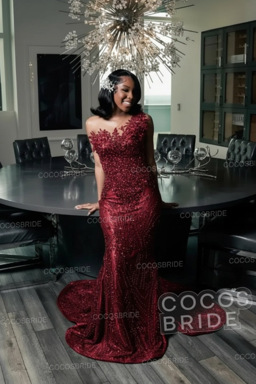 Strapless Sleeveless Mermaid Prom Dress with Beaded