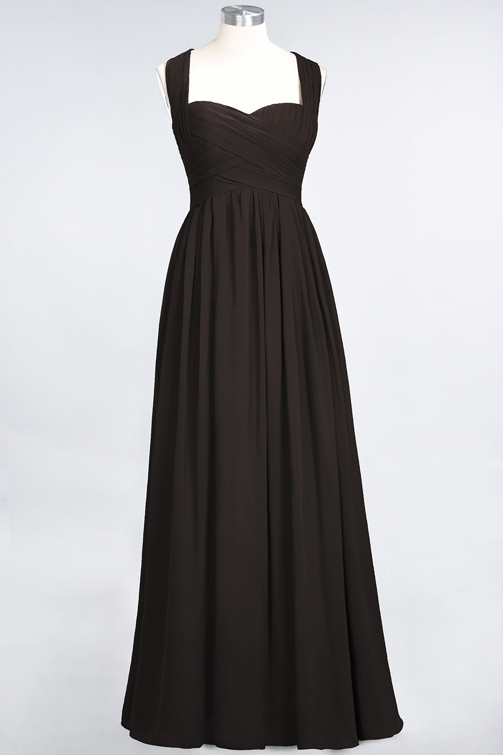 Burgundy Simple Long A-line Cap Sleeves Sweetheart Bridesmaid Dress