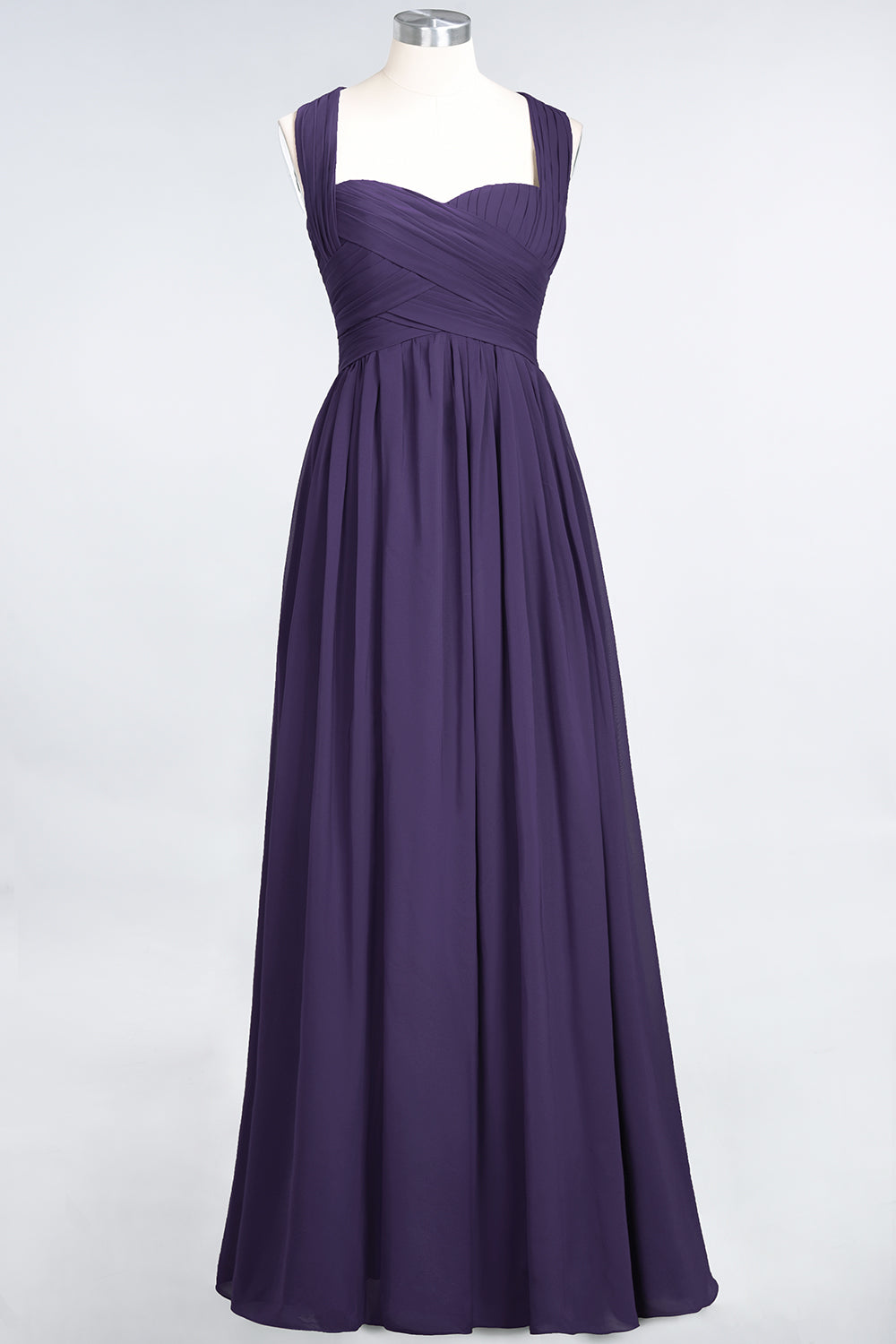 Burgundy Simple Long A-line Cap Sleeves Sweetheart Bridesmaid Dress