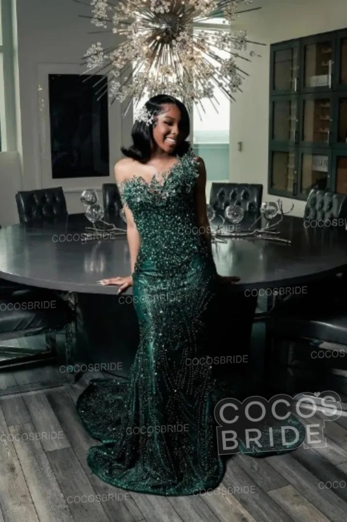 Strapless Sleeveless Mermaid Prom Dress with Beaded