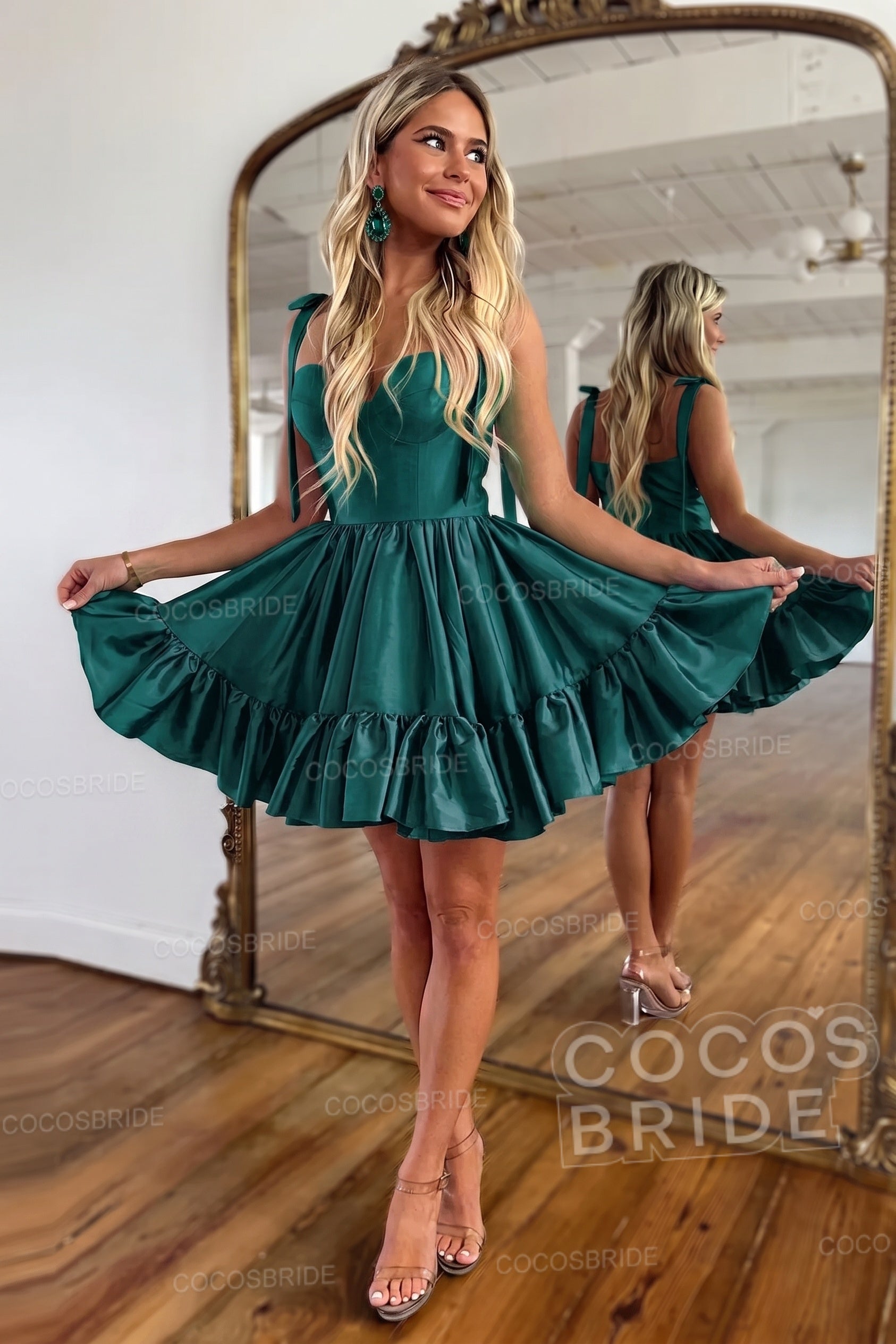 Simple Pink A-Line Short Satin Sweetheart Homecoming Dress