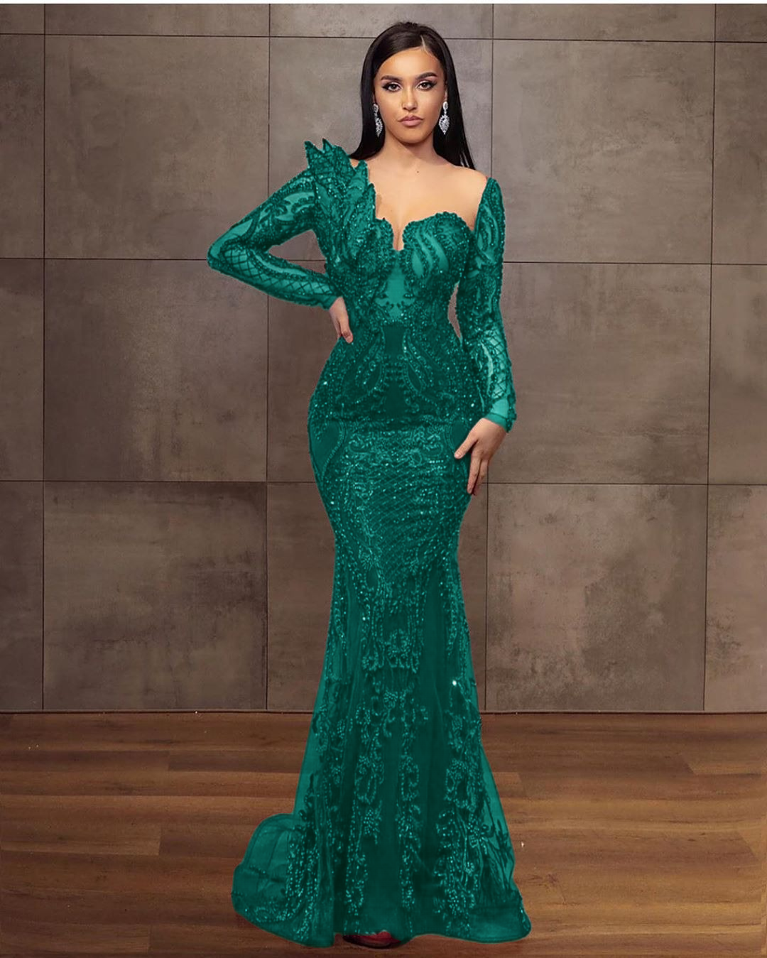 Stunning Burgundy Long Mermaid Sweetheart Lace Tulle Formal Evening Dresses