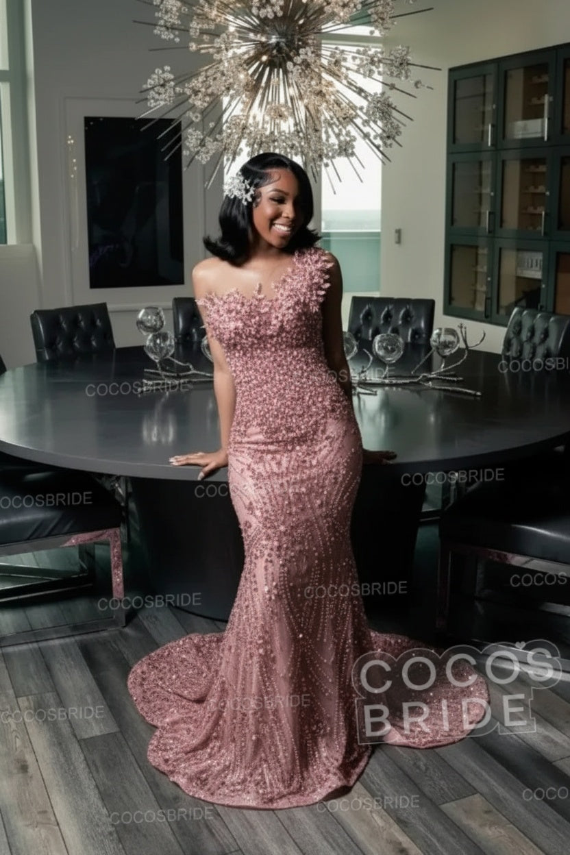 Strapless Sleeveless Mermaid Prom Dress with Beaded
