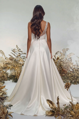 Long Mermaid One Shoulder Satin Beading Formal Prom Dresses with Slit