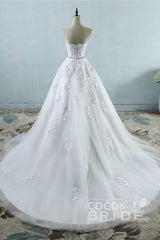 Elegant Long A-line Sweetheart Appliques Lace Wedding Dresses