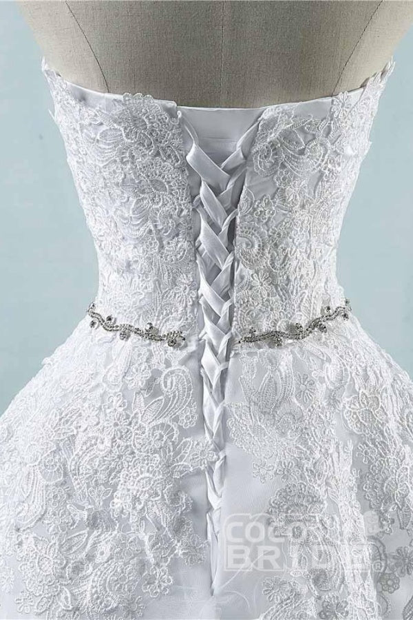 Elegant Long A-line Sweetheart Appliques Lace Wedding Dresses