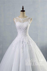 Elegant Long Tulle Lace Ball Gown Wedding Dresses