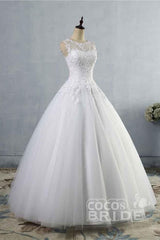 Elegant Long Tulle Lace Ball Gown Wedding Dresses