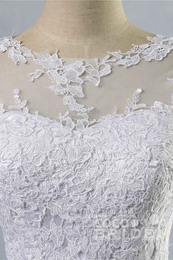 Elegant Long Tulle Lace Ball Gown Wedding Dresses