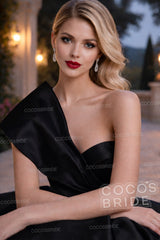 Elegant One-Shoulder Long A-line Satin Formal Dress
