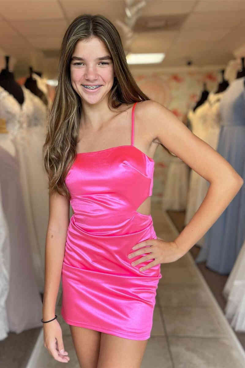 Simple Short Mermaid Strapless Side Cutout Mini Homecoming Dress