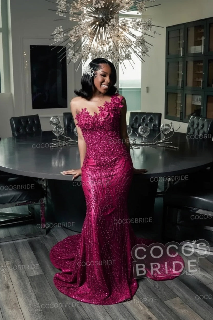 Strapless Sleeveless Mermaid Prom Dress with Beaded