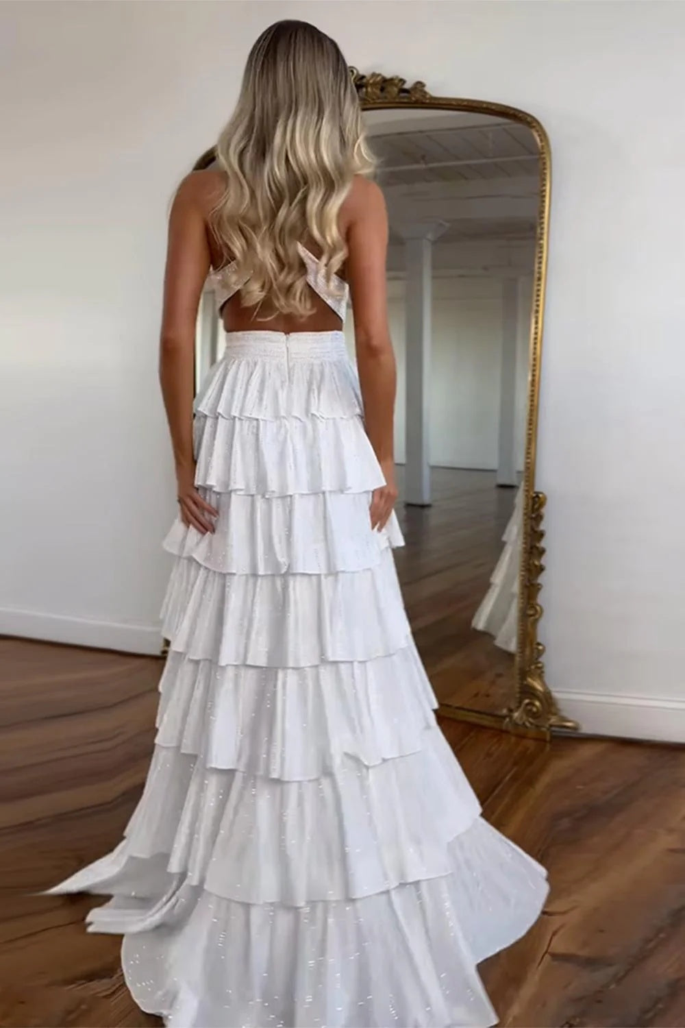 Sexy Sleeveless Halter A-line Long Prom Dress with Slit
