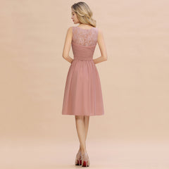 Glamorous Wide Straps A-Line V-neck Knee-length Ruched Bridesmaid Dress