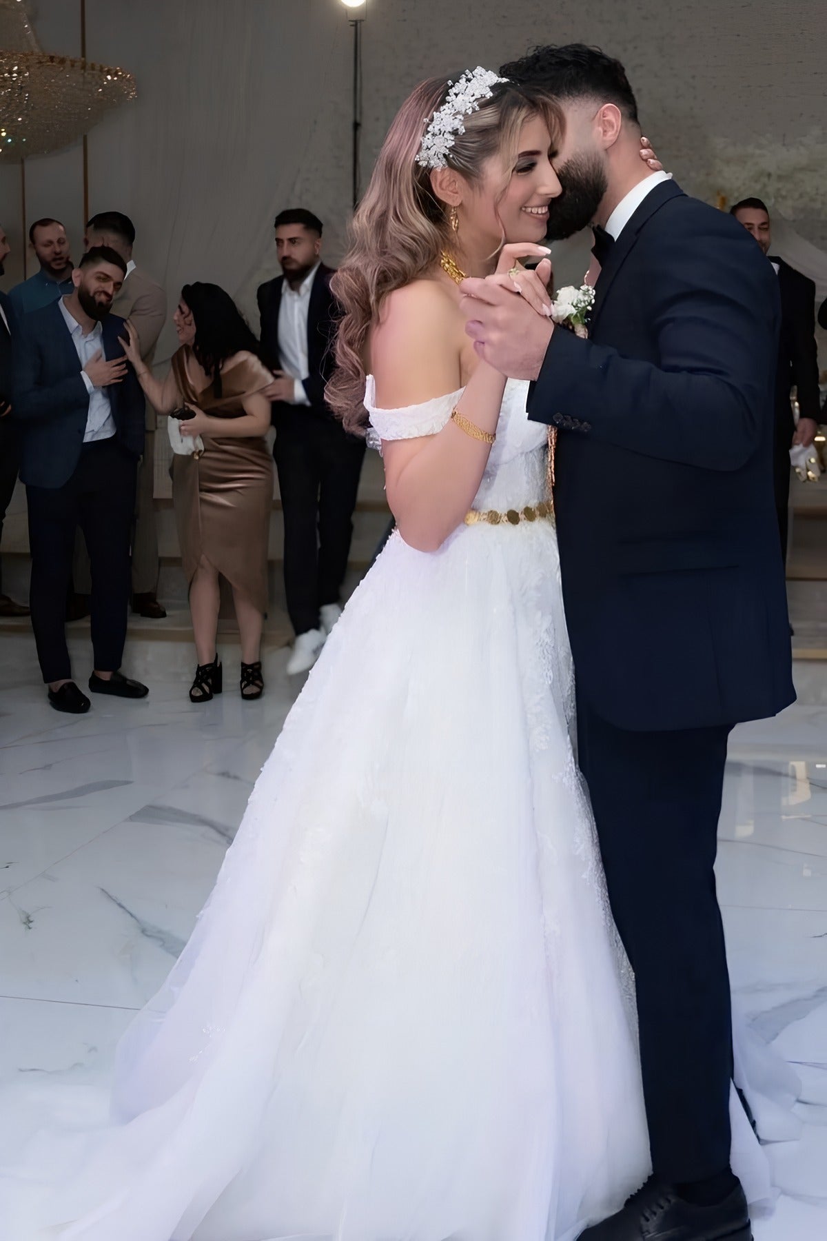 Gorgeous Long A-line Off the Shoulder Tulle Lace Wedding Dresses