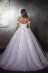 Gorgeous Long Ball Gown Glitter Off the Shoulder Sequined Wedding Dresses