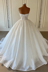 Gorgeous Long Ball Gown Sweetheart Sleeveless Sequined Wedding Dresses