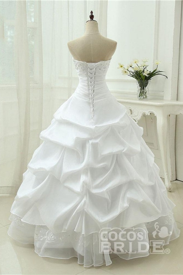 Gorgeous Long Sweetheart Beaded Ball Gowns Lace-Up Wedding Dresses