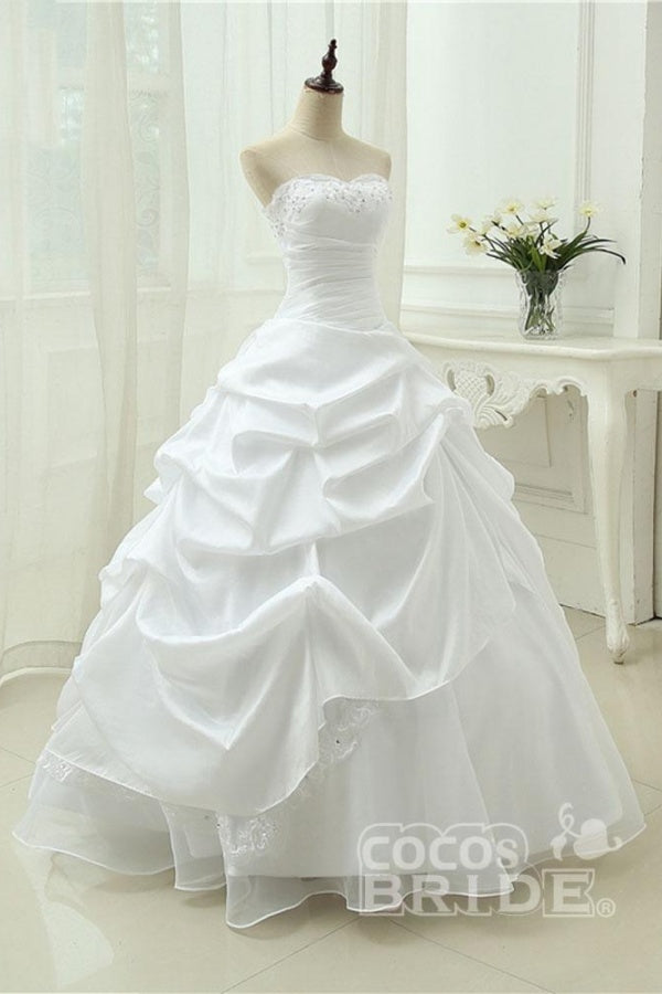 Gorgeous Long Sweetheart Beaded Ball Gowns Lace-Up Wedding Dresses