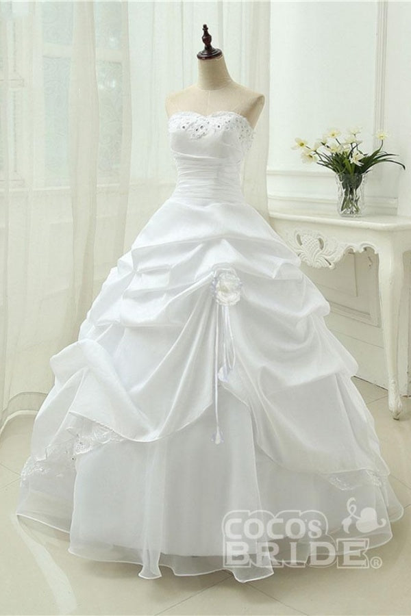 Gorgeous Long Sweetheart Beaded Ball Gowns Lace-Up Wedding Dresses
