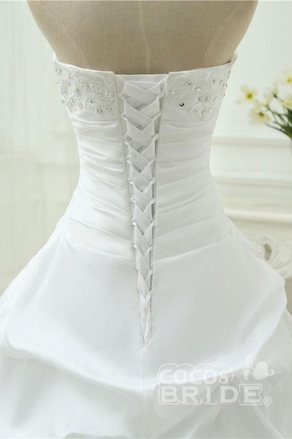 Gorgeous Long Sweetheart Beaded Ball Gowns Lace-Up Wedding Dresses