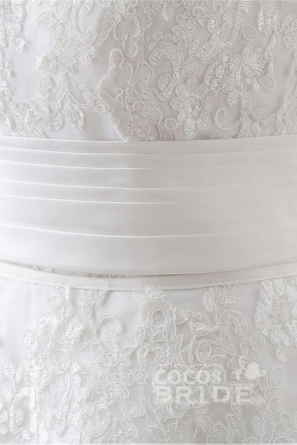 Gorgeous Long White Mermaid Tulle Lace Wedding Dresses With Detachable Skirts