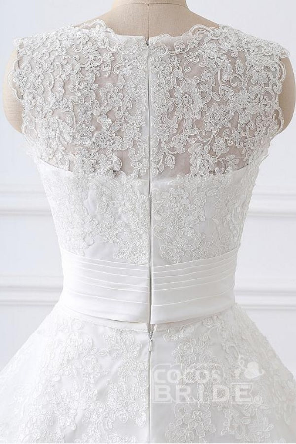 Gorgeous Long White Mermaid Tulle Lace Wedding Dresses With Detachable Skirts