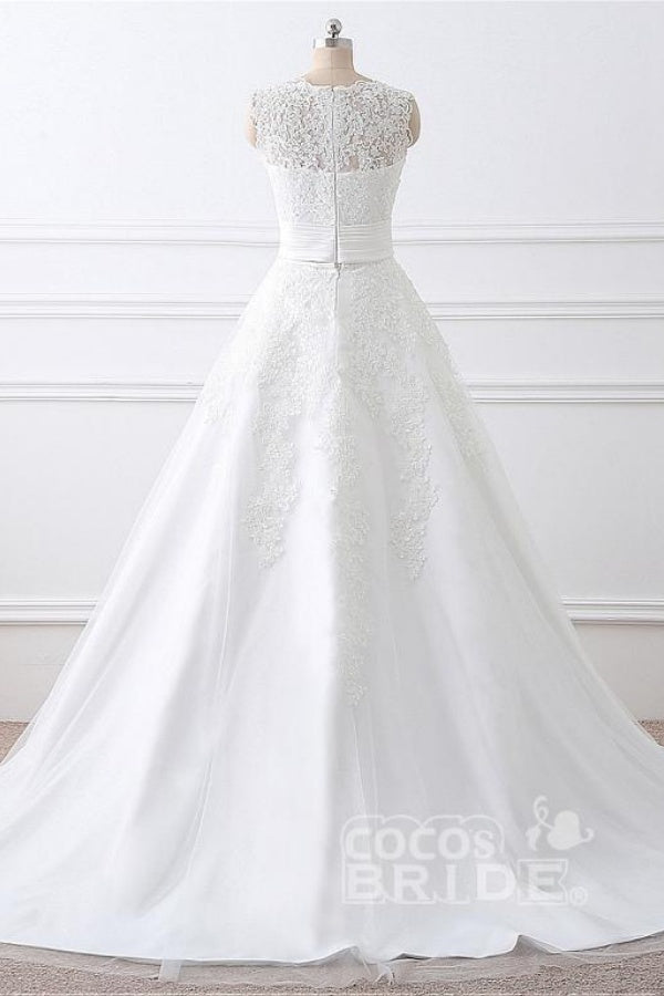 Gorgeous Long White Mermaid Tulle Lace Wedding Dresses With Detachable Skirts