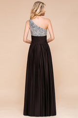 Gorgeous One Shoulder A-line Ruched Chiffon Bridesmaid Dress With Sequins