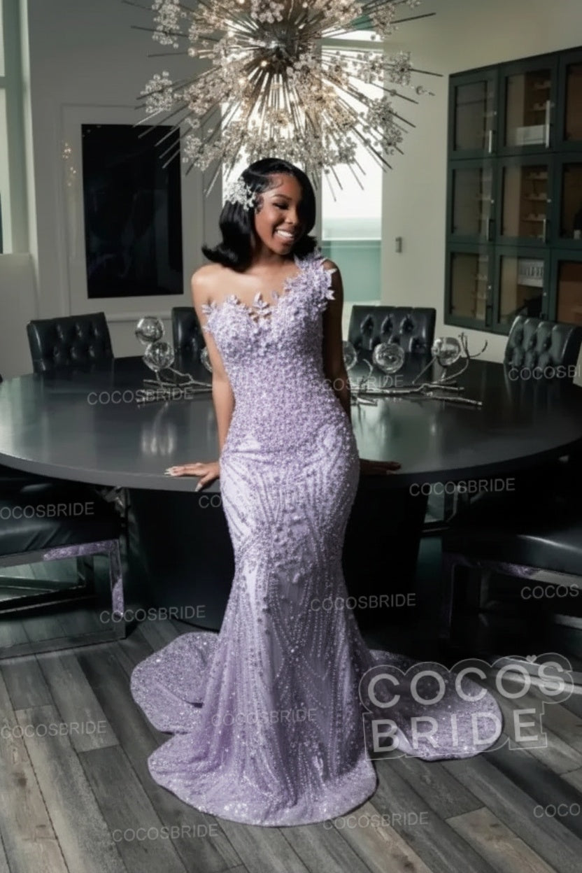 Strapless Sleeveless Mermaid Prom Dress with Beaded