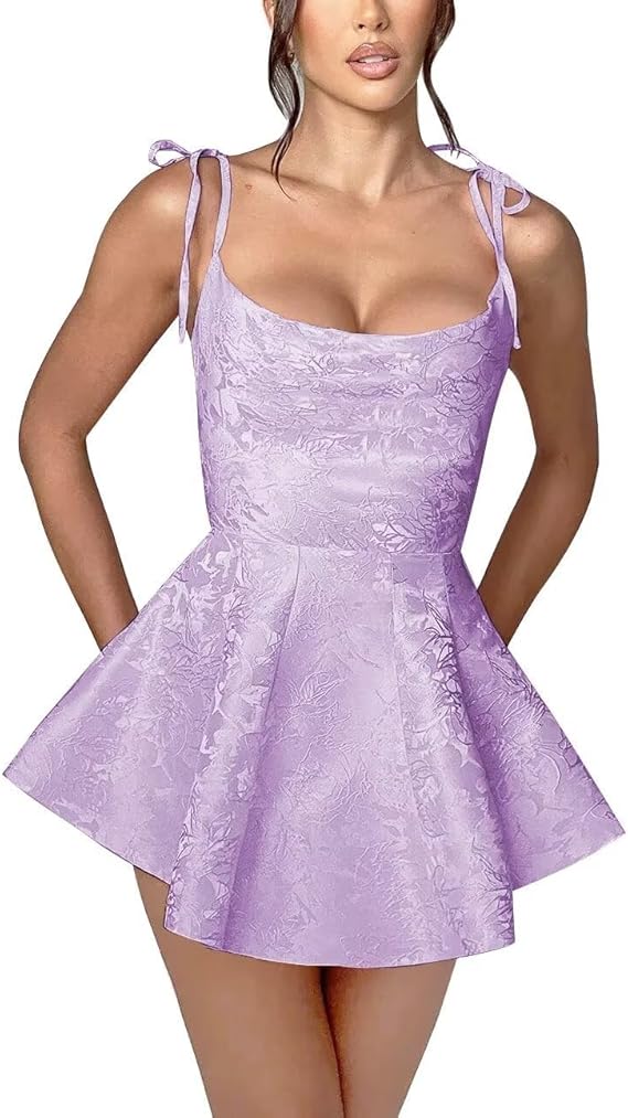 A-line Short Spaghetti Straps Satin Sleeveless Homecoming Dress