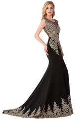 Long Mermaid Appliques Sleeveless Bridesmaid Dresses