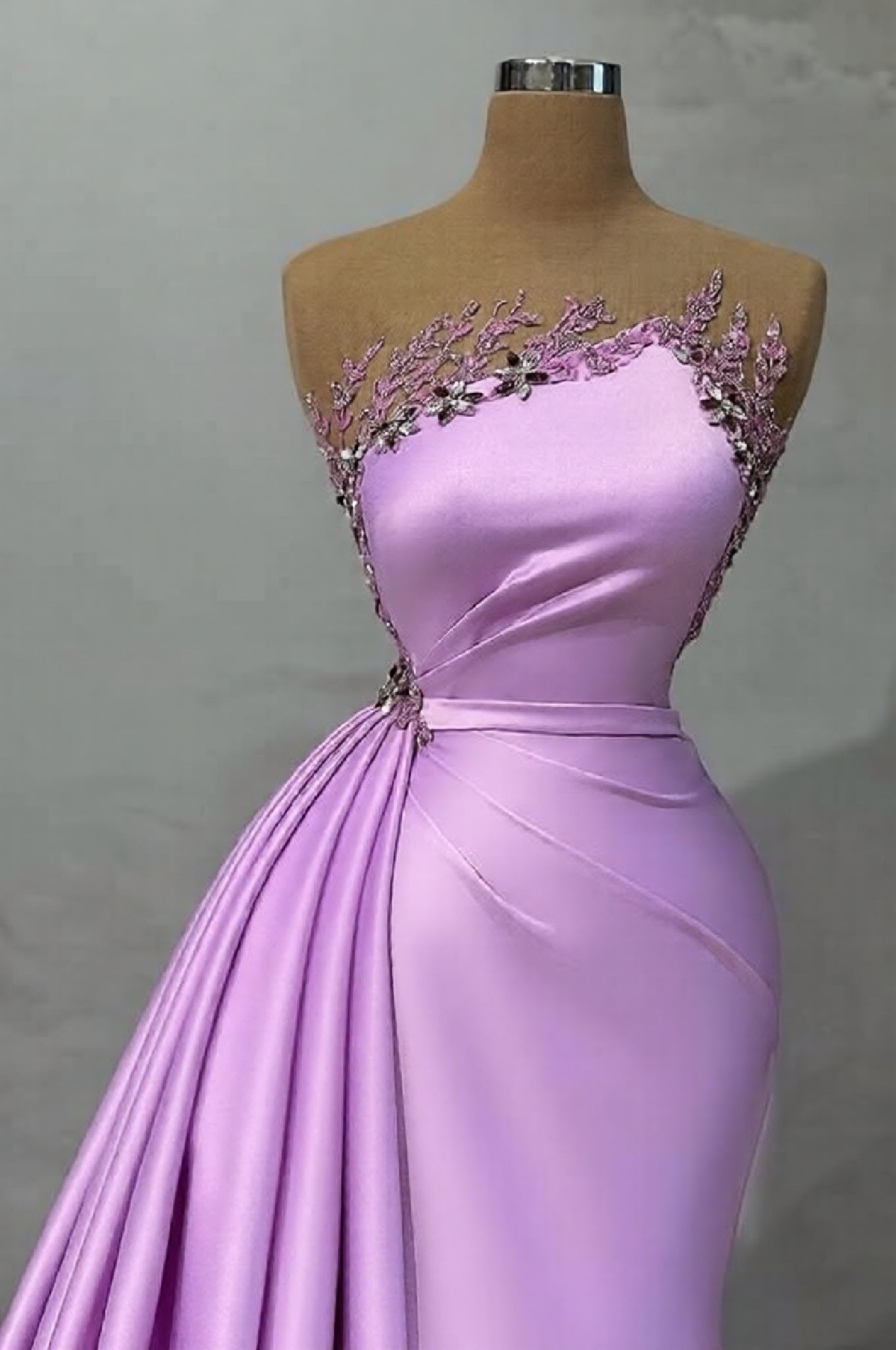 Long Mermaid Strapless Sleeveless Evening Formal Dress with Side Slit